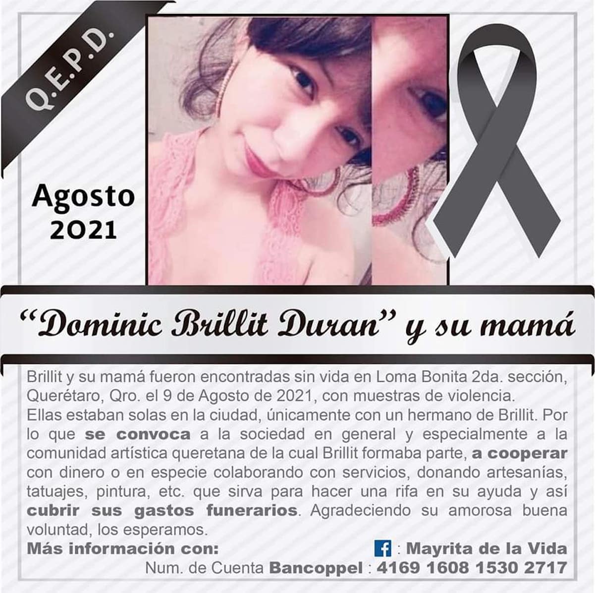 Asesinan a artista urbana y a su madre; sus amigas buscan cubrir los gastos funerarios