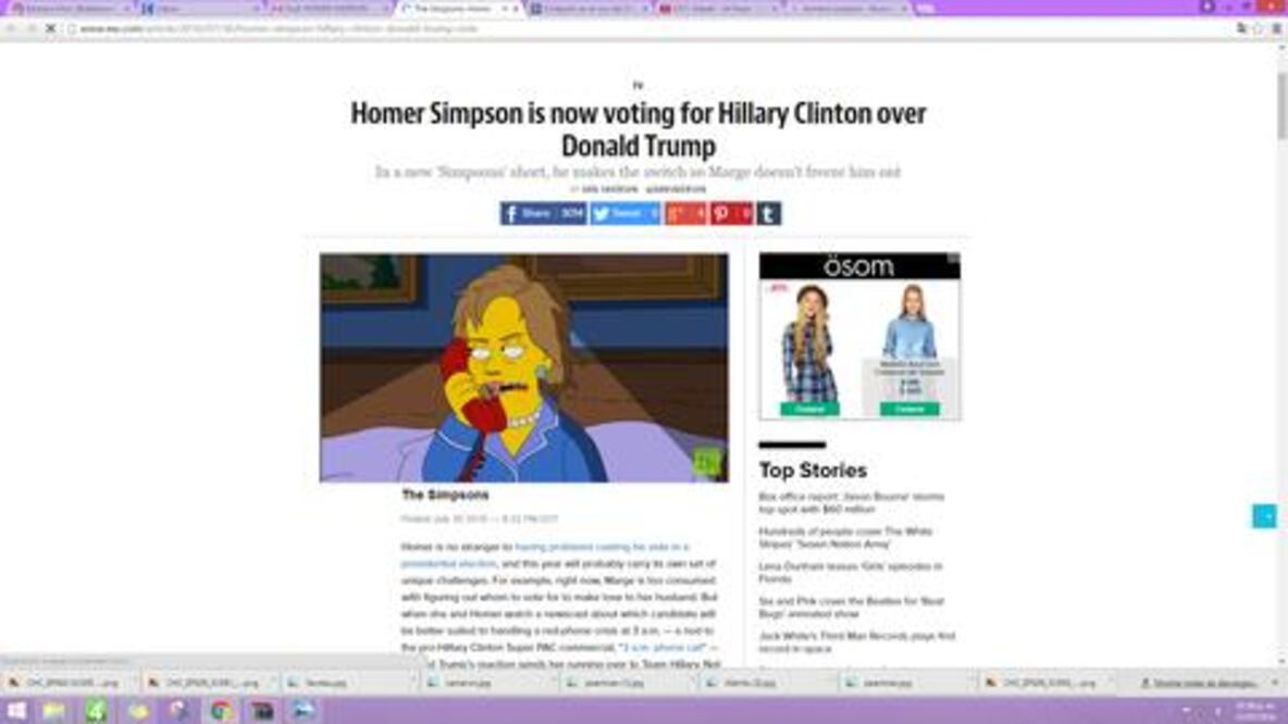 Marge obligará a Homero a votar por Hillary