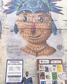 Mantienen obra de Sens Oc en España; el muralista queretano pintó, muy a su estilo, a un conchero