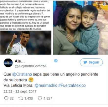 Cristiano ya contestó la carta de familia de niño fallecido en el Rébsamen