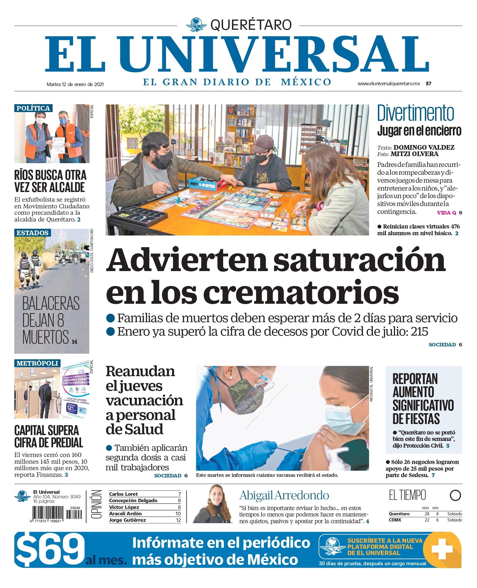Portada 12 de enero de 2021