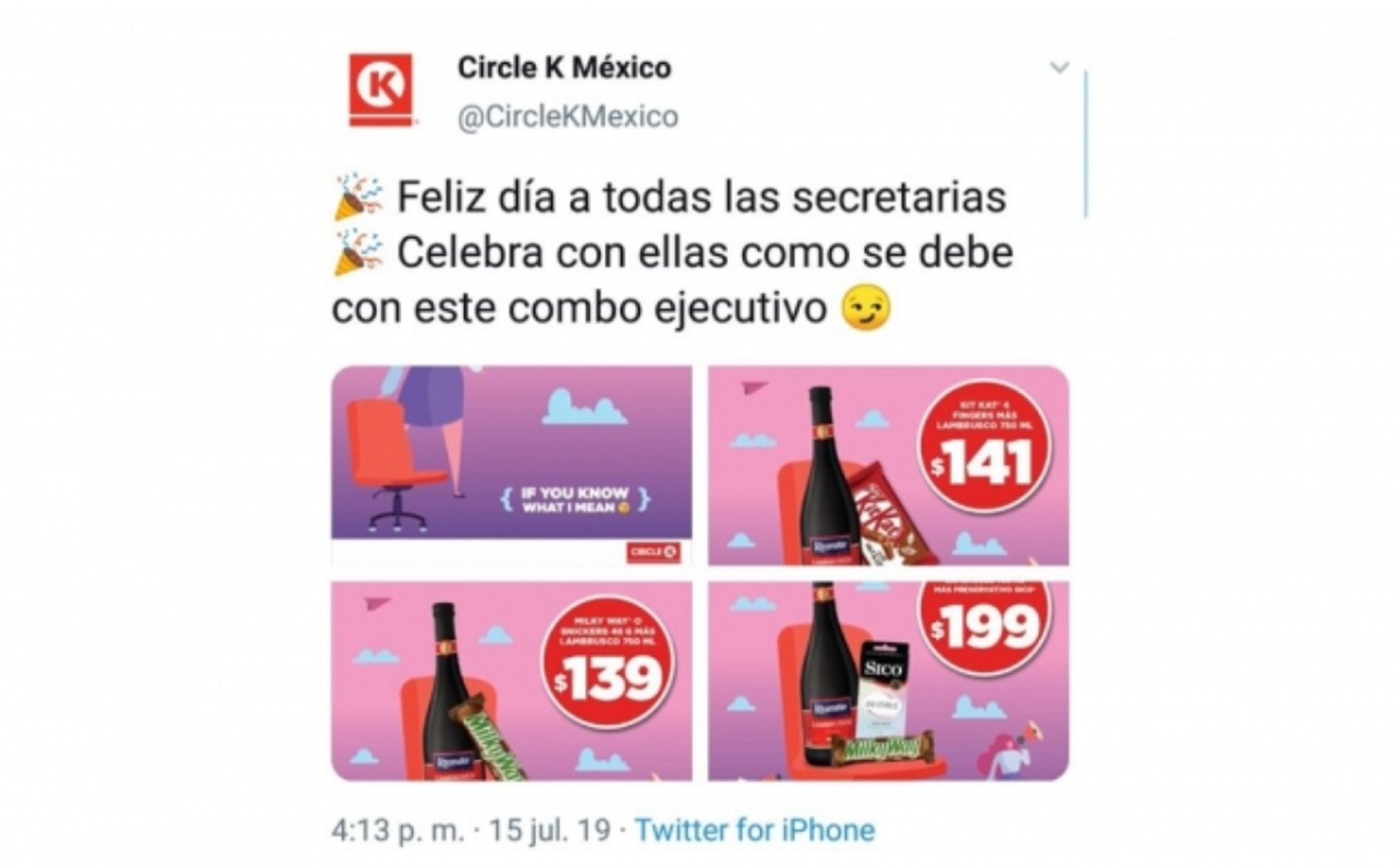 Senadora acusa de sexismo a Circle K; promovía vino y condones para secretarias