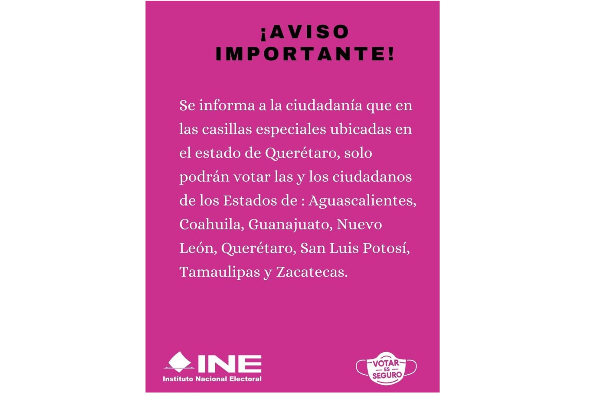 ¡Entérate! No todos pueden votar en las casillas especiales ubicadas en Querétaro 