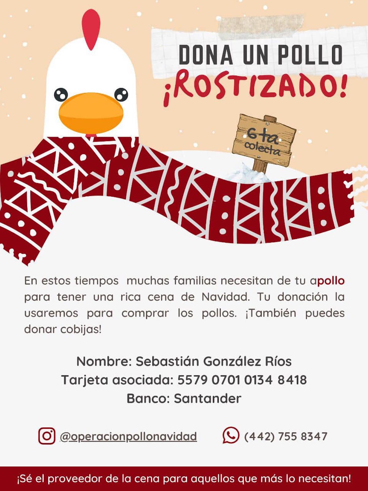 Jóvenes organizan colecta de pollos rostizados para regalar en Navidad, en Querétaro