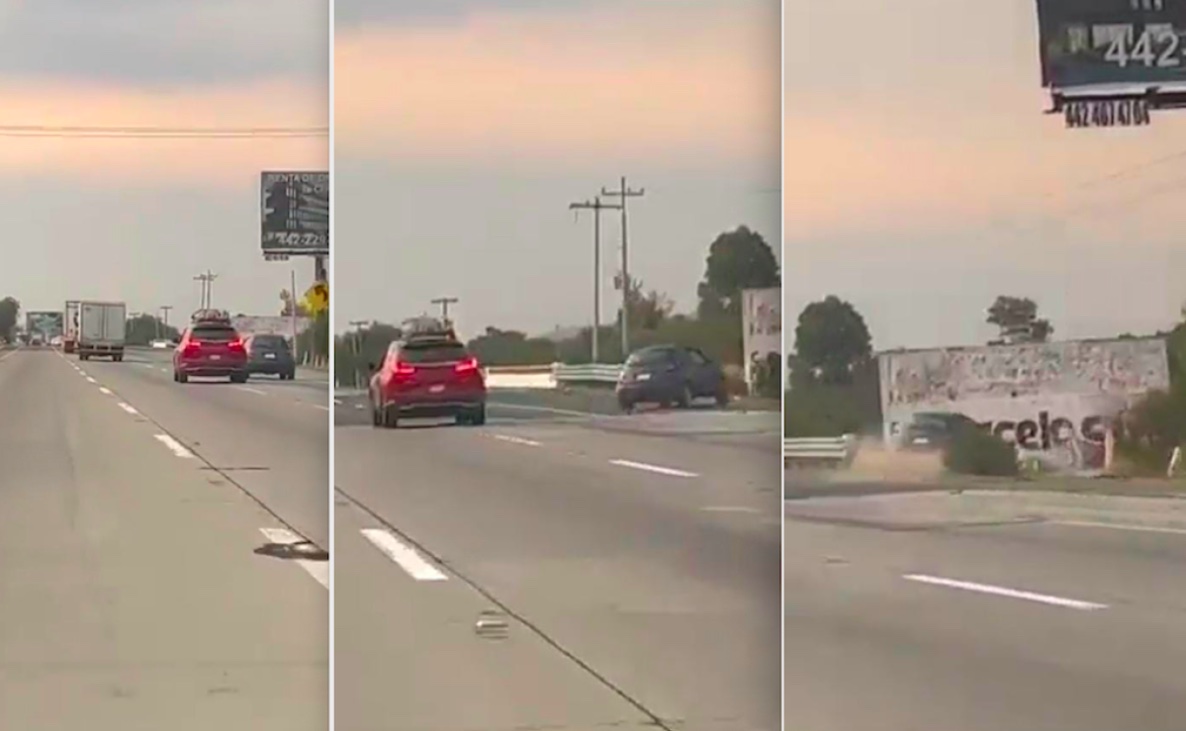 Video. Camioneta saca del camino a un auto en la carretera 57