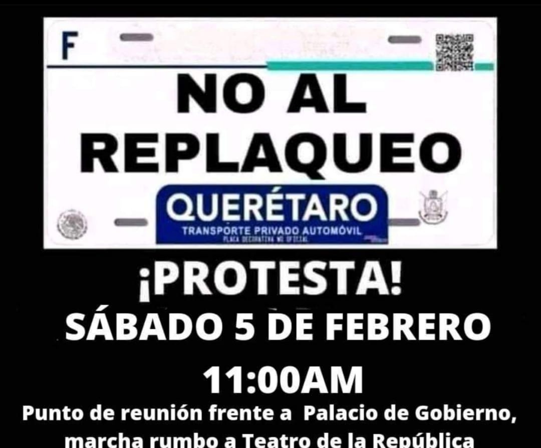 Convocan a otra marcha contra el reemplacamiento en Querétaro 