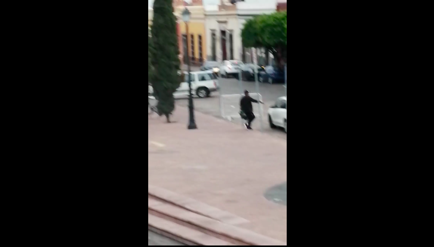 Captan momento en que hombre rapta palomas en el Centro Histórico de Querétaro 
