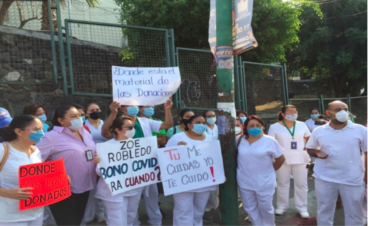 Enfermeras protestan en demanda de insumos para combatir Covid-19 en Morelos