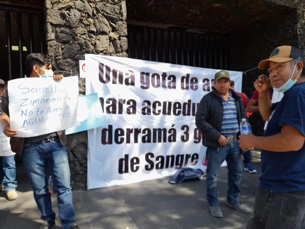 Pobladores de Zimap&aacute;n realizan protestas en la CDMX en contra de la construcci&oacute;n del Acueducto III